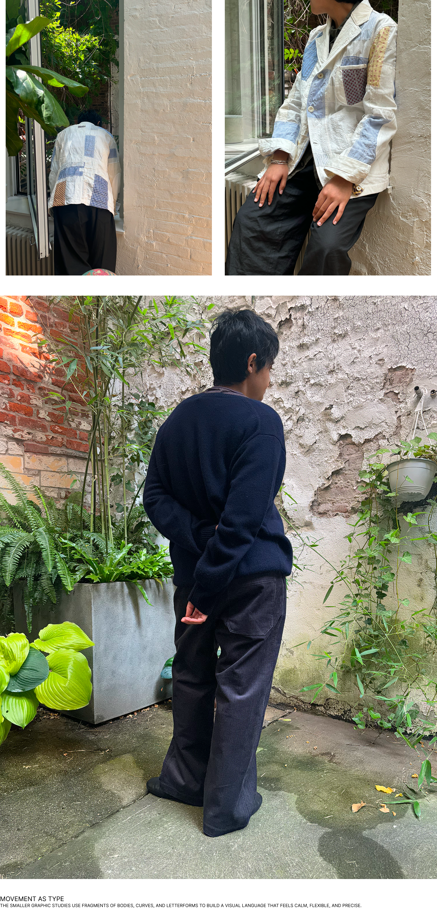 Courtyard fashion editorial compositions